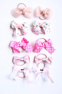 Set de colas con lazo #7730 color Rosado