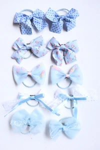 Set de colas con lazo #7730 color celeste