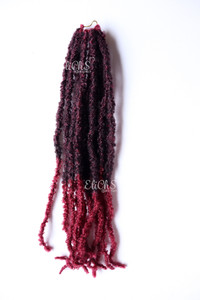Cabello para crochet  Butterfly Locs Color 1BBG Negro con Borgonia   largo 20 pulgadas