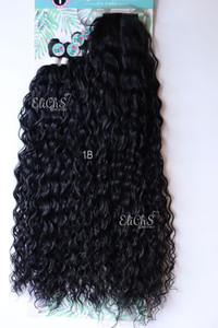 Cabello de seda Curly  6 piezas+ cierre Largo 28,30,32 color #1B Negro