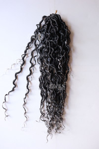 Cabello para crochet  River Locs Color 1BGRAY Negro con platino   largo 18 pulgadas