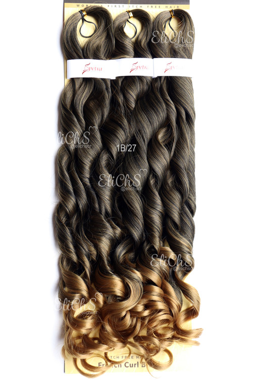 Cabello de seda para trenzas French curl Largo 22 color 1B27
