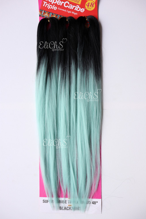 Cabello para trenzas kanekalon Premium  Negro con Menta