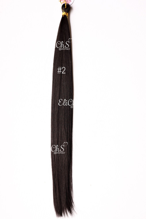 Cabello para trenzas de seda Bone largo 28 pulgadas color #2 castaño bien oscuro