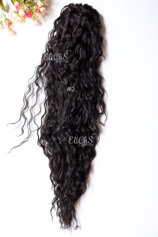 Cola de moño Curly Color #2 Castaño bien oscuro