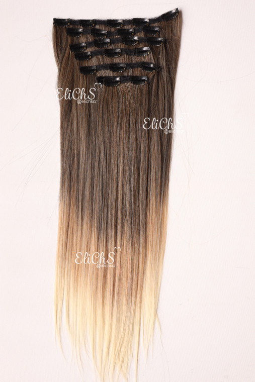 Extensiones de seda con clips Largo 24 pulgadas 7 piezas Lacio  color 1B-27613