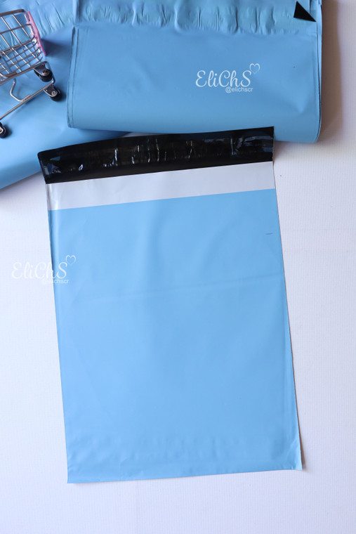 Bolsas para envío Biodegradable 50 unidades color Celeste tamaño 25cmx 37cm