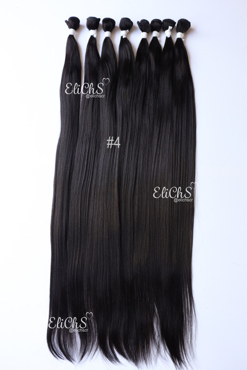 Cabello de Bioproteina - seda Lacio 8 piezas Largo 28  color #4 castaño oscuro