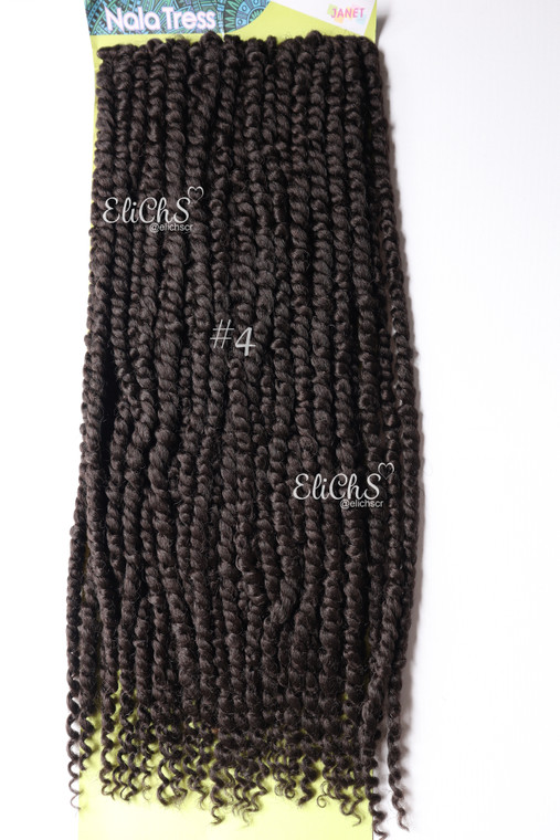Cabello para Crochet Passion Twist color #4 castaño oscuro  largo 24 pulgadas