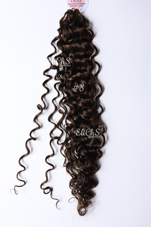 Cabello para crochet Orgánico de Bio proteina Bounce curl color #8 castaño