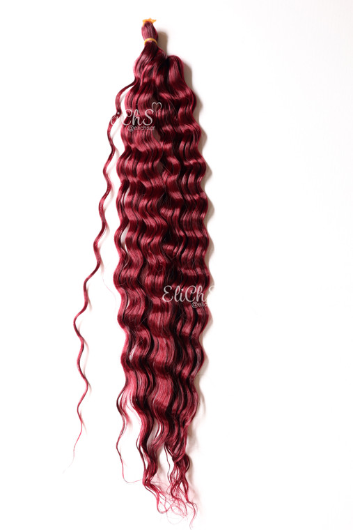 Cabello para crochet o para trenzas D curl Largo 24 color BG Borgoña