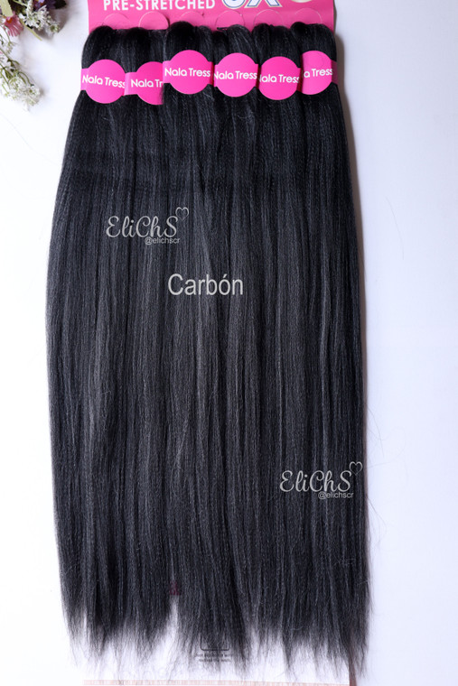 Cabello para trenzas Kanekalon premium 6 piezas  Largo 26 negro con cenizo