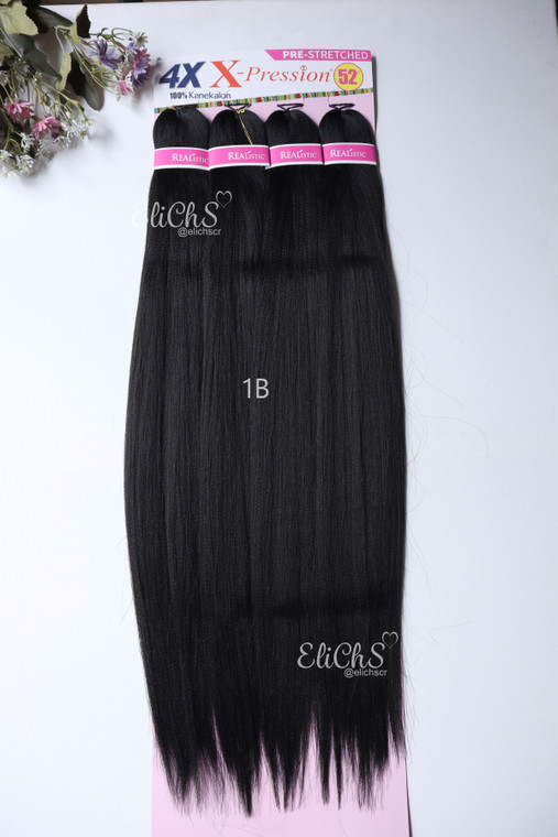Cabello para trenzas Kanekalon premium 4 piezas  Largo 26 color 1B negro