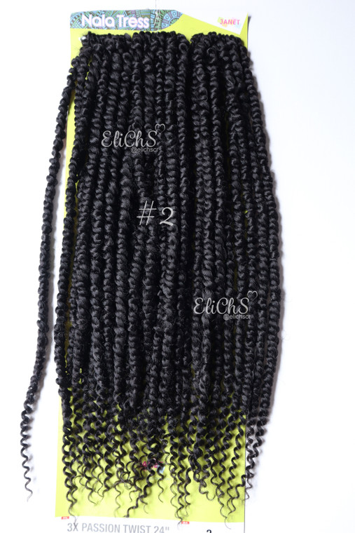Cabello para Crochet Passion Twist color #2 castaño bien oscuro