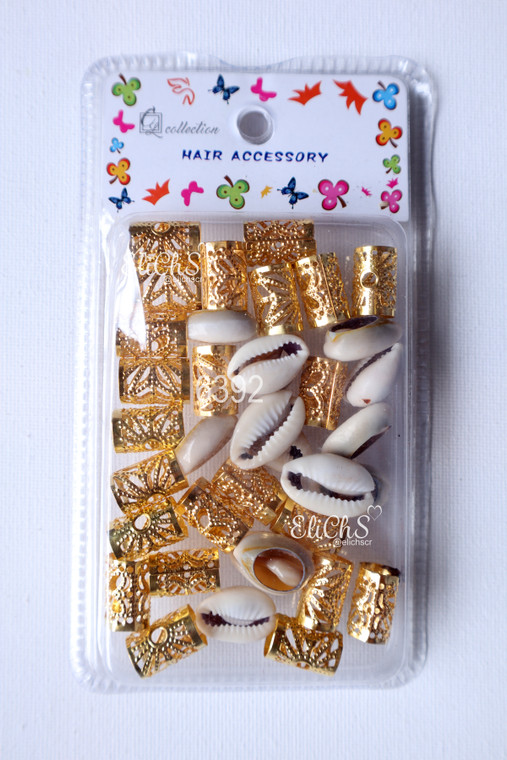 Kit Accesorios conchas y tubos dorados