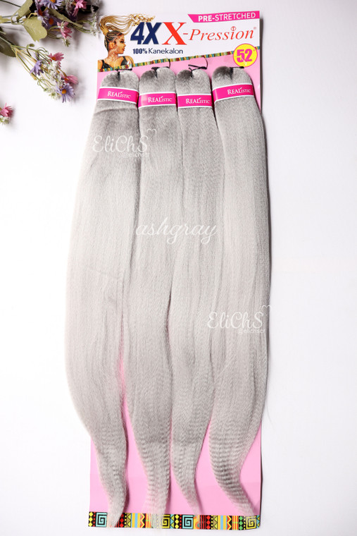 Cabello para trenzas Kanekalon premium 4 piezas  Largo 26 color #Ashgray