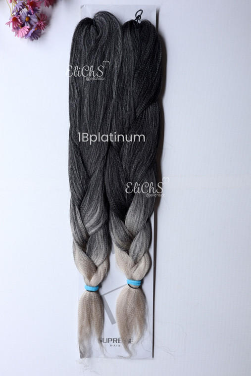 Cabello kanekalon premium color 1B PLATINUM Largo 24
