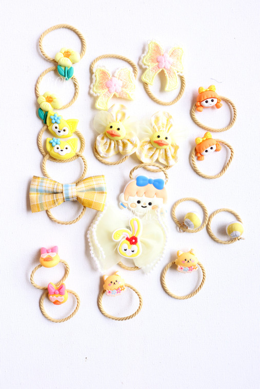 Set de colas para niñas #7085 Amarillo