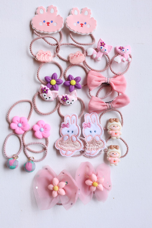 Set de colas para niñas #7085 Rosa y Morado