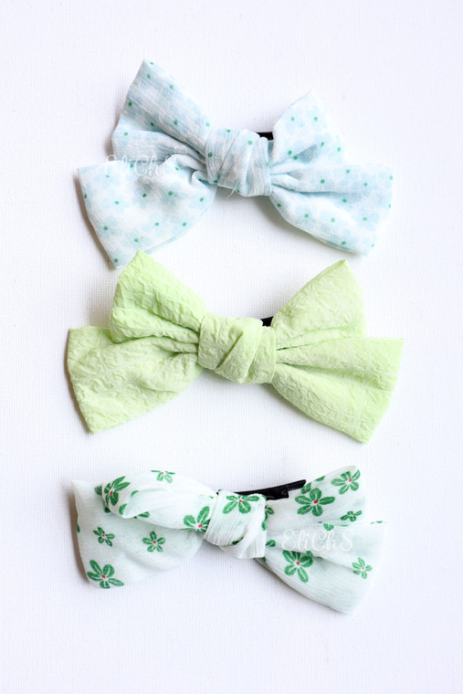 Set de 3 lazos de tela #7525 color Verde