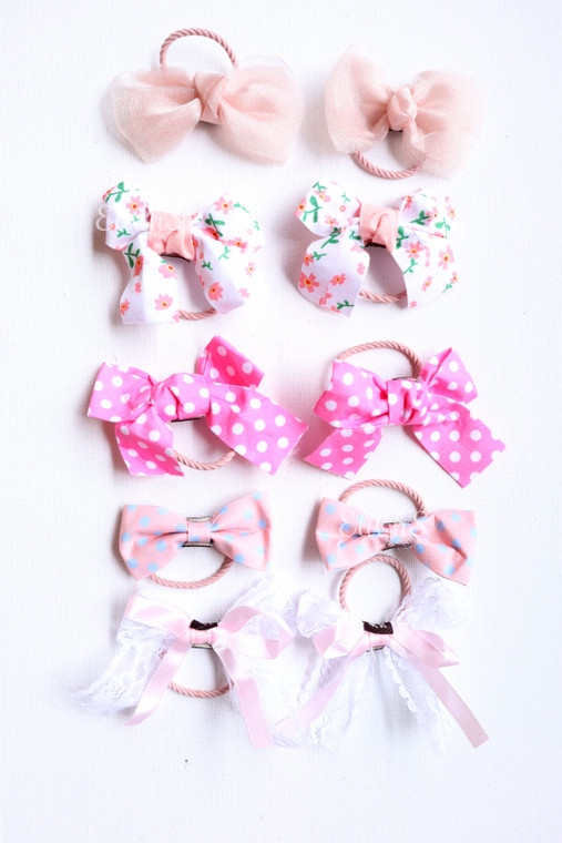 Set de colas con lazo #7730 color Rosado