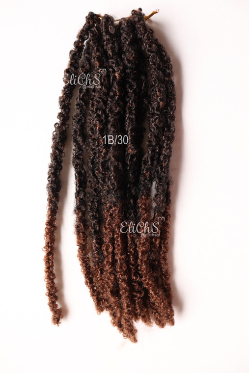 Cabello para crochet  Butterfly Locs Color 1B30  largo 14 pulgadas
