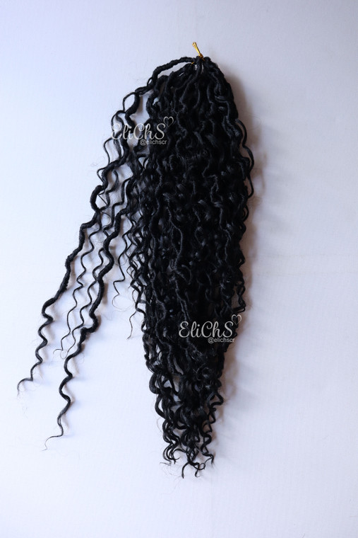 Cabello para crochet  River Locs Color 1B Negro   largo 18 pulgadas