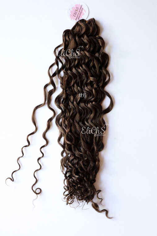 Cabello para crochet Orgánico de Bio proteina AIR curl color #6 Castaño