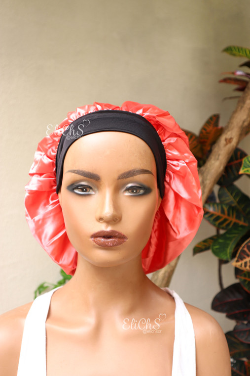 Gorro de Saten con banda ancha color Salmon