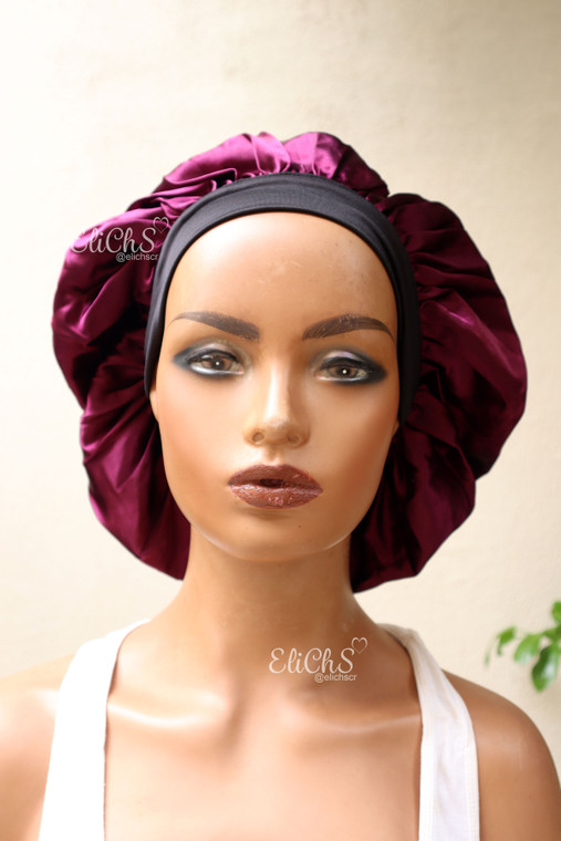 Gorro de Saten con banda ancha color UVA