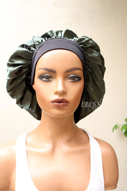 Gorro de Saten con banda ancha color Verde