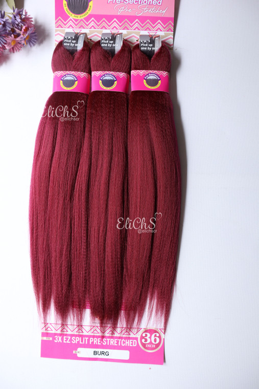 Cabello para trenzas Largo 18 pulgadas EZSPLIT color Borgoña