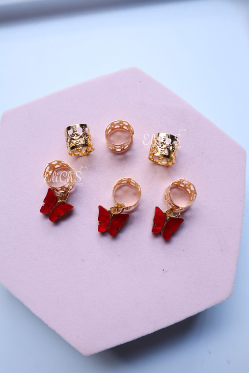 Accesorio para cabello Mariposa Roja 6 piezas