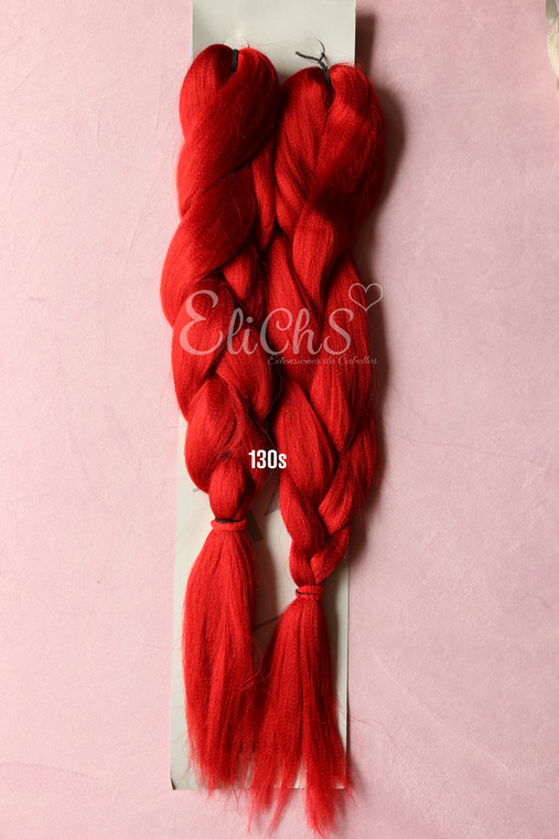 Cabello kanekalon premium Largo 24  color  130 rojo cereza