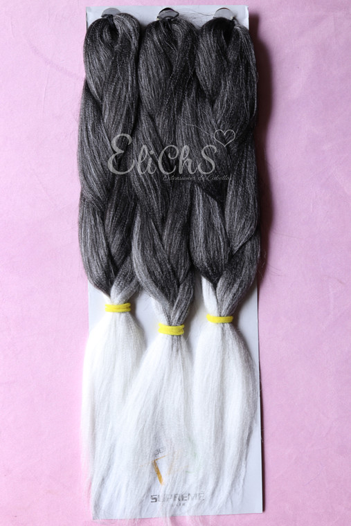 Kanekalon premium 3 piezas color Negro con  blanco