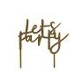 Cake Topper Let's Party Gold