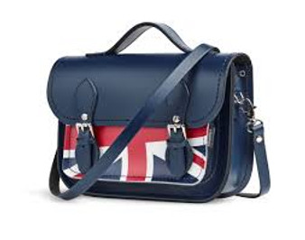 Zatchels Handmade Leather Union Jack Midi Satchel - Navy