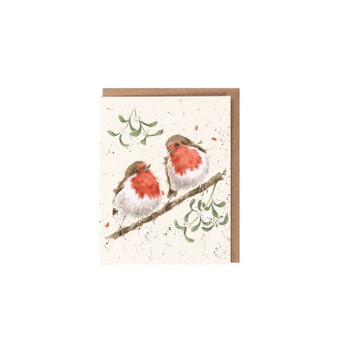Wrendale Christmas Robin Mistletoe Card small Wrendale Christmas Robin Mistletoe Card small