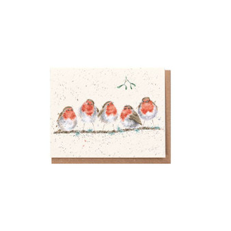 Wrendale Christmas Robins on a brach Card small Wrendale Christmas Robins on a brach Card small