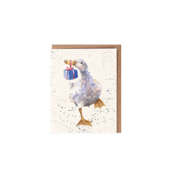 Wrendale Christmas Duck with Present card small