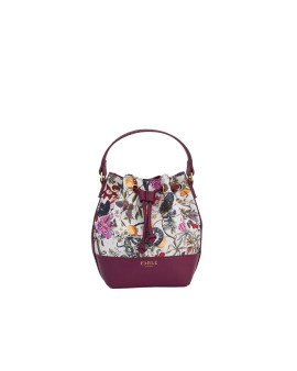 Fable Floral Engravings Plum Bucket Bag