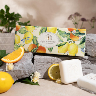 The English Soap Company Lemon And Mandarine Trio Soap Box Gift Set