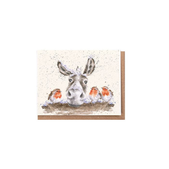Wrendale Christmas Donkey and Robin Card small Wrendale Christmas Donkey and Robin Card small