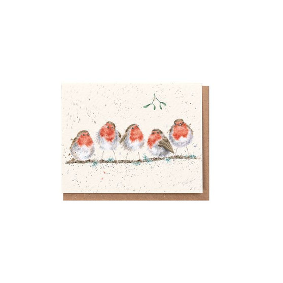 Wrendale Christmas Robins on a brach Card small Wrendale Christmas Robins on a brach Card small