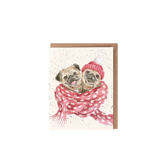 Wrendale Christmas Pugs Card small