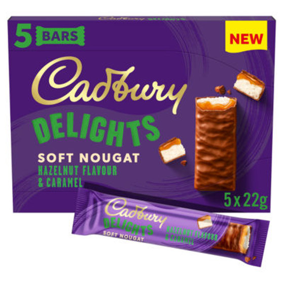 Cad bury Delights Soft Nougat Hazelnut Flavour & Caramel Cad bury Delights Soft Nougat Hazelnut Flavour & Caramel