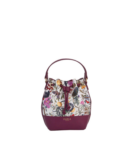 Fable Floral Engravings Plum Bucket Bag