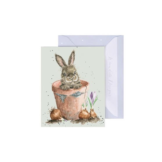 Wrendale Enclosure Card Flower Pot Bunny