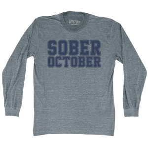 Sober October Adult Tri-Blend Long Sleeve T-shirt - Athletic Grey Sober October Adult Tri-Blend Long Sleeve T-shirt - Athletic Grey