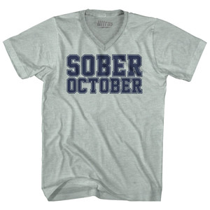 Sober October Adult Tri-Blend V-neck T-shirt - Athletic Cool Grey Sober October Adult Tri-Blend V-neck T-shirt - Athletic Cool Grey